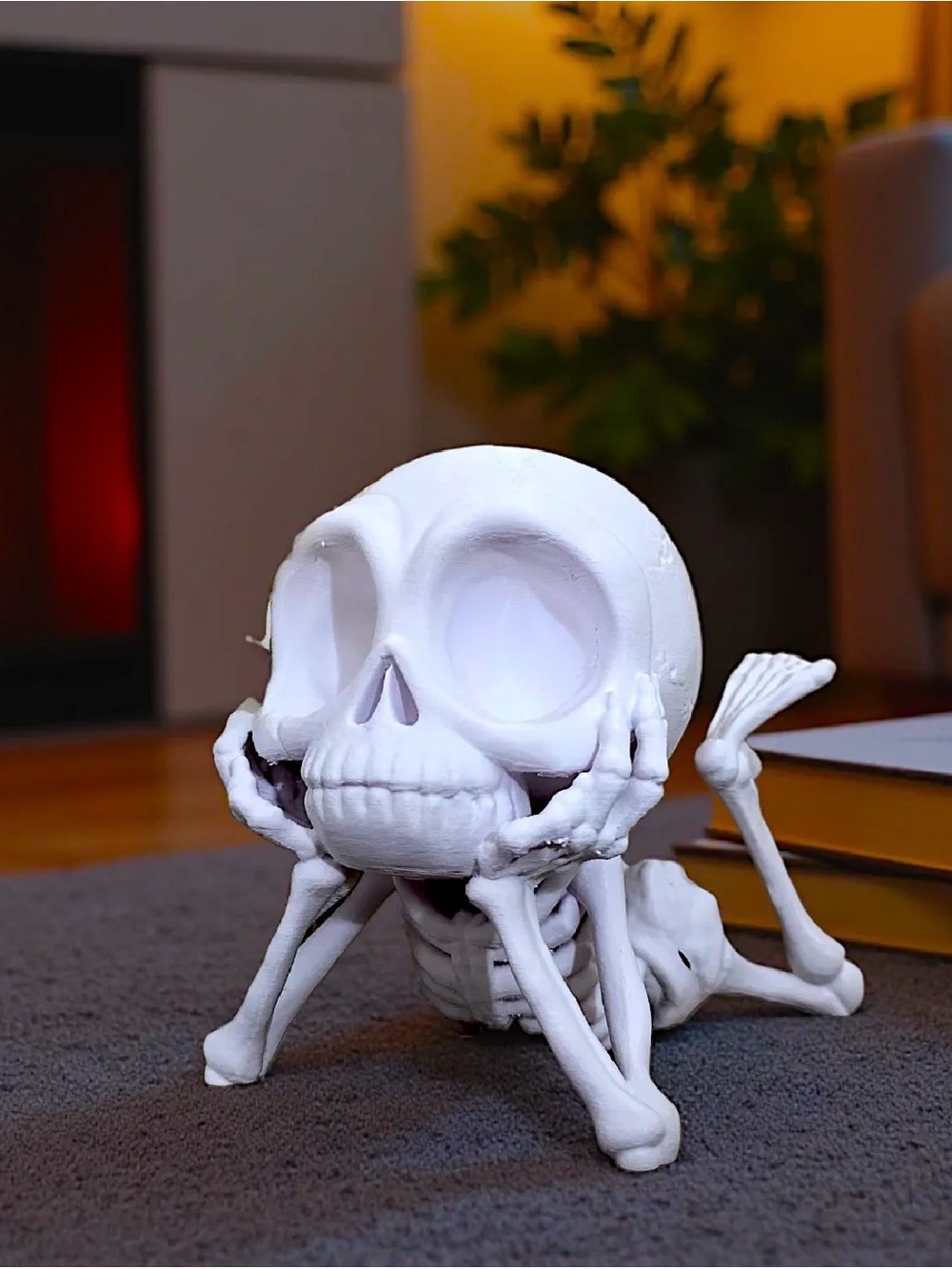 White Skeleton Figurine Decorative Sculpture - Home Art